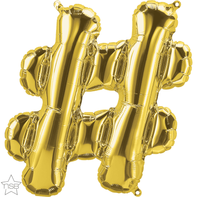 16 IN FOIL HASHTAG GOLD AIR FILLED 1CTP