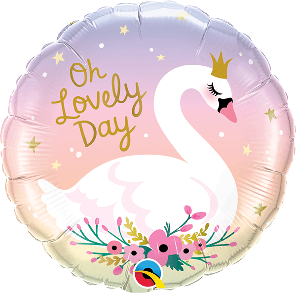18 INCH FOIL RND OH LOVELY DAY SWAN 1 CTP