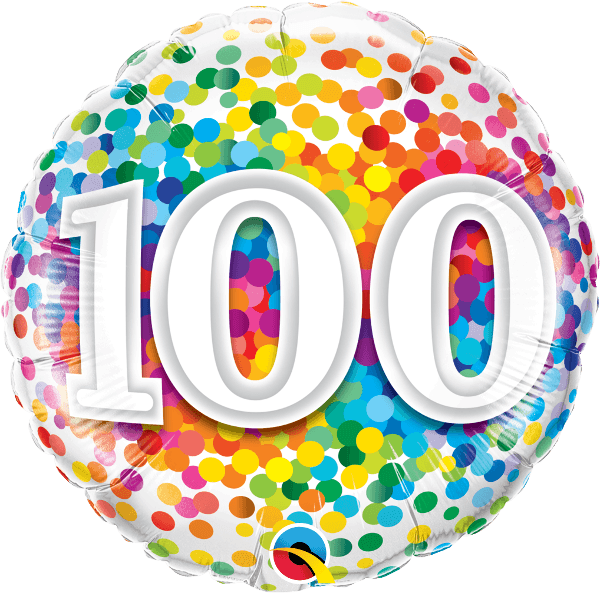 18 INCH FOIL AGE 100 RAINBOW CONFETTI 1CTP