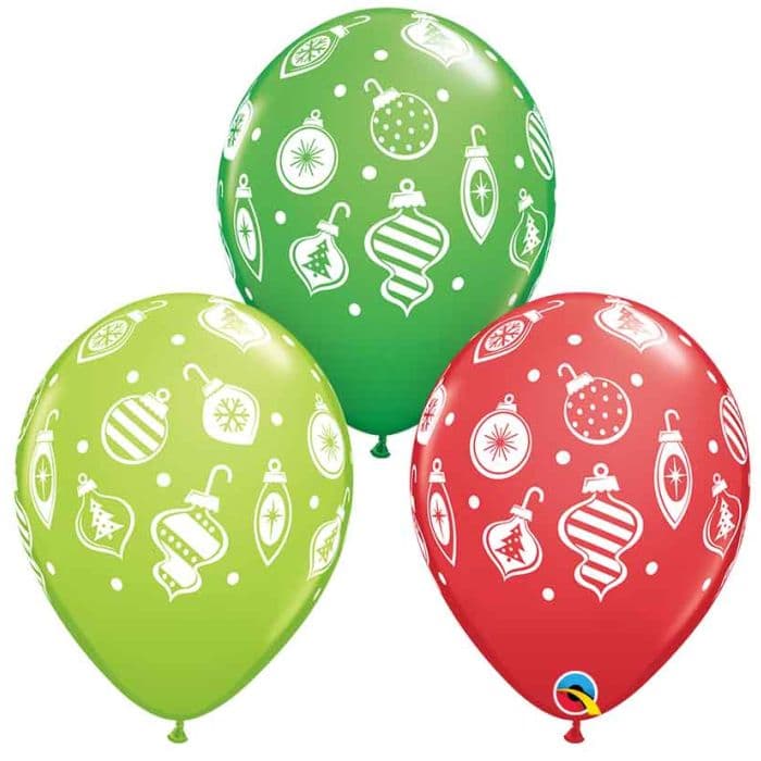 11 INCH LATEX CHRISTMAS ORNAMENTS & DOTS 50CTP