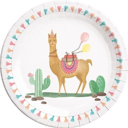 LLAMA PAPER PLATES LARGE 23CM 8CT