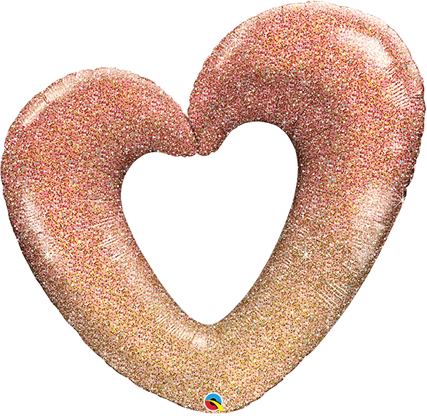42 INCH FOIL ROSE GOLD GLITTER OMBRE HEART 1CTP