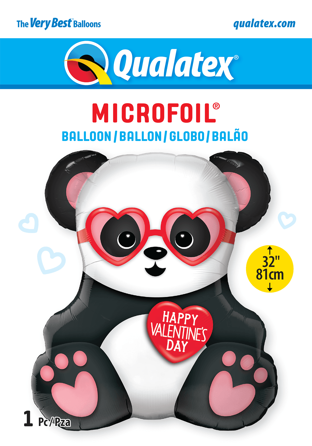 32 INCH FOIL VALENTINES PANDA BEAR 1CTP