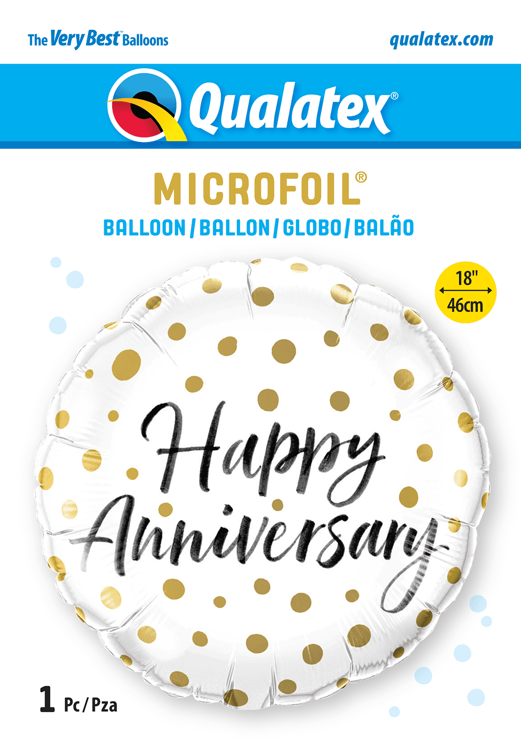 18 INCH FOIL HAPPY ANNIVERSARY GOLD DOTS 1CTL-
