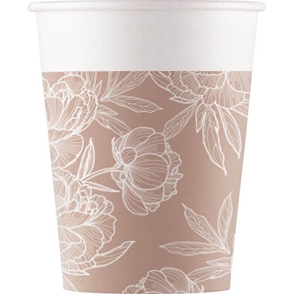 FLOWERS DRAWING PAPER CUPS 200ML 8CT