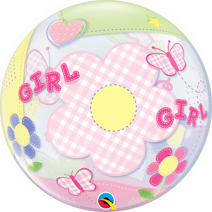 22 INCH SINGLE BUBBLE BABY GIRL BUTTERFLIES 1CTP