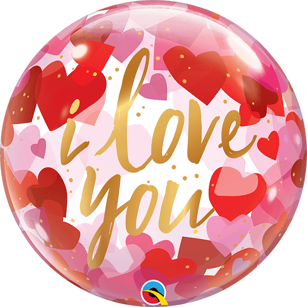 22 INCH SINGLE BUBBLE I LOVE YOU PAPER HEARTS 1CTP-