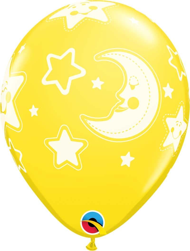 11 INCH LATEX RND SPEC AST BABY MOON & STARS 50CTP