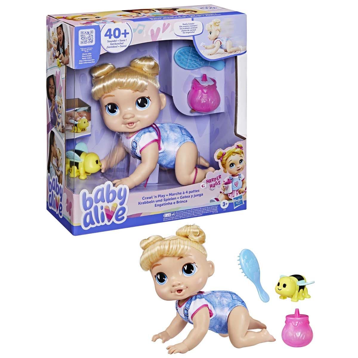 BABY ALIVE CRAWL N PLAY BLONDE HAIR HARPER
