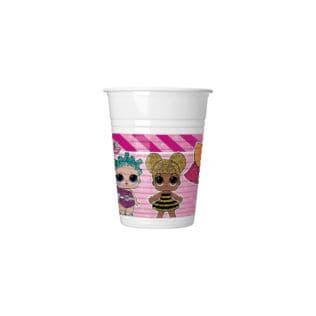 LOL GLITTERRATI PLASTIC CUPS 200 ML 8CT