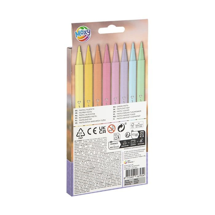 Moxy Horse themed 8 Felt Tip Pens Pastel