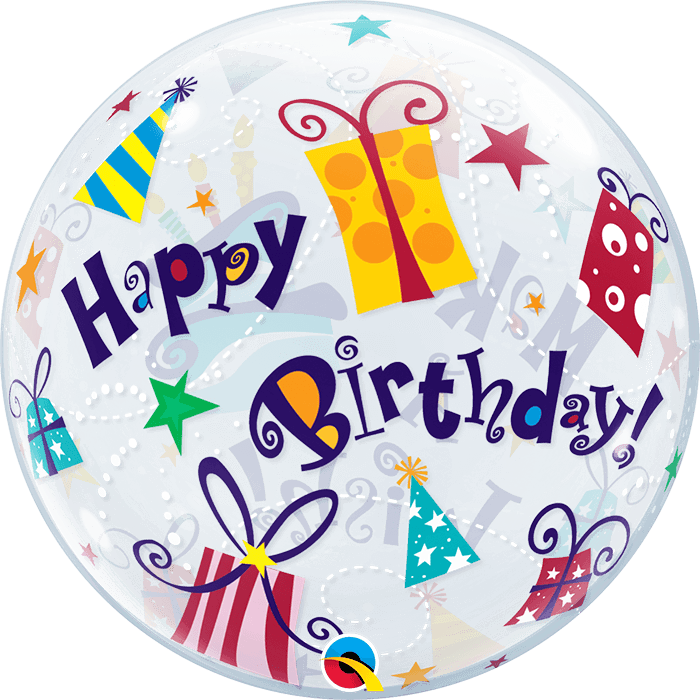 22 INCH SINGLE BUBBLE BDAY MAKE A WISH PRSNTS 1CTP