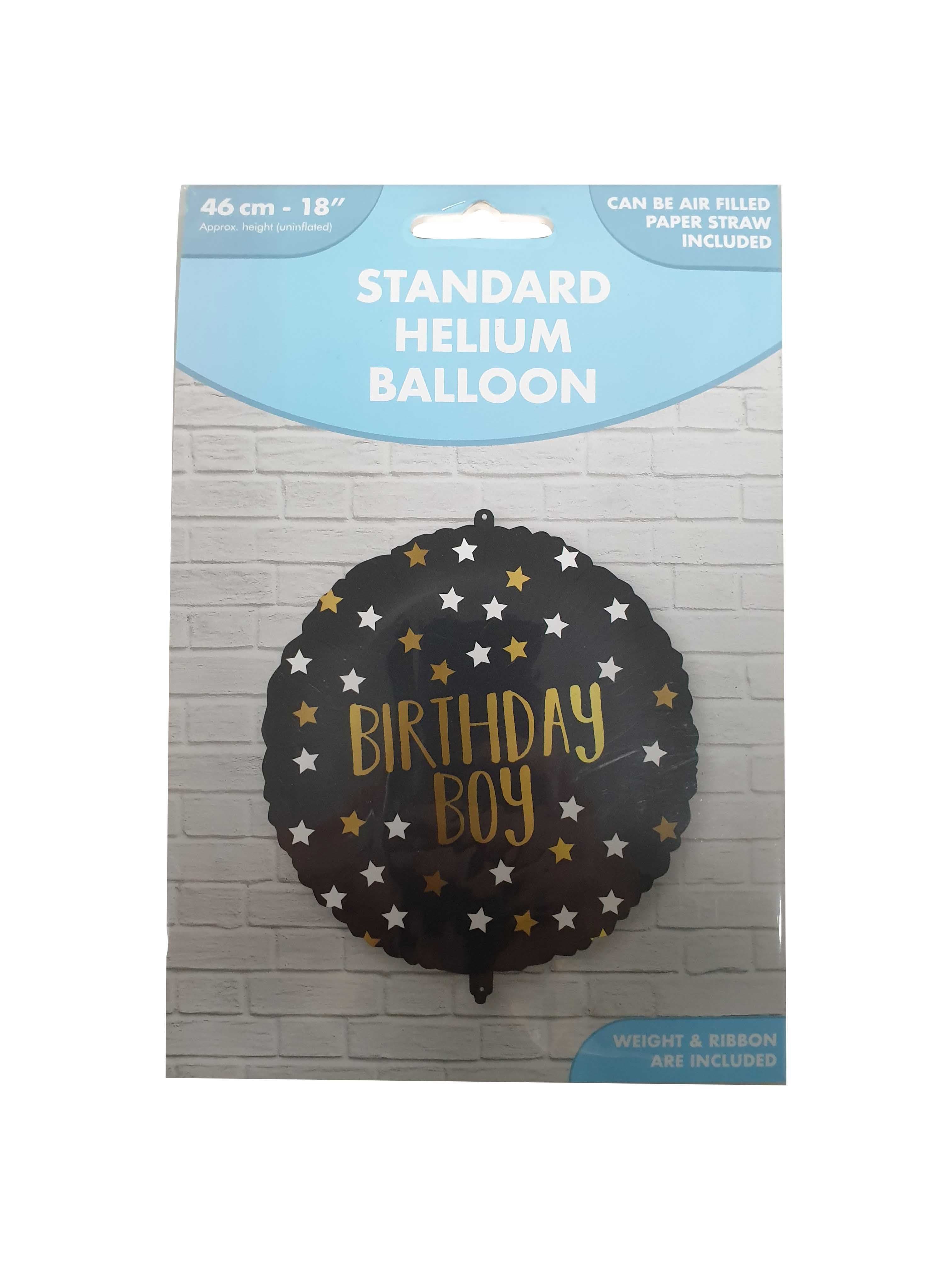 18 INCH FOIL RND BIRTHDAY BOY BLACK AND GOLD 5CTP