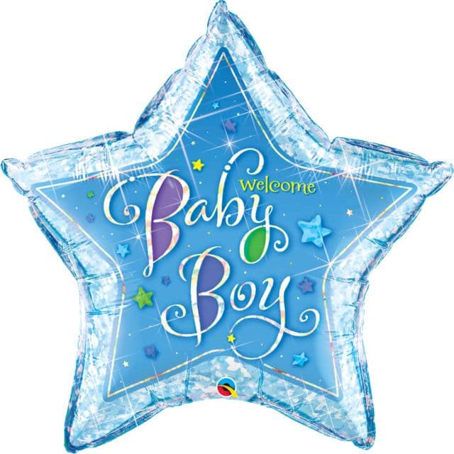 36 INCH FOIL HOLOGRAPH WELCOME BBY BOY STARS 1CTP