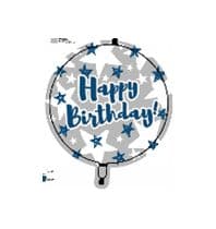 18 INCH AIR-HELIUM FOIL BDAY BLUE SILV STAR 1CTP