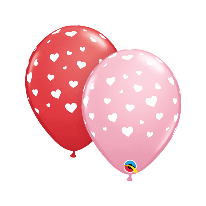 11 INCH LATEX RND AST RANDOM HEARTS-A ROUND 50CT