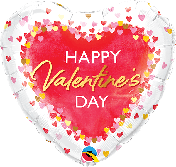 18 INCH FOIL VALENTINES WATERCOLOR HEARTS 1CTP