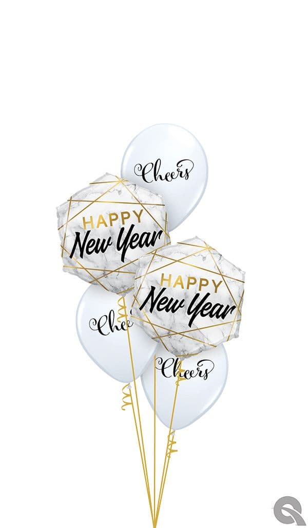 20 INCH HEXAGON HAPPY NEW YEAR MRBLE RECTNGLS 1CTP