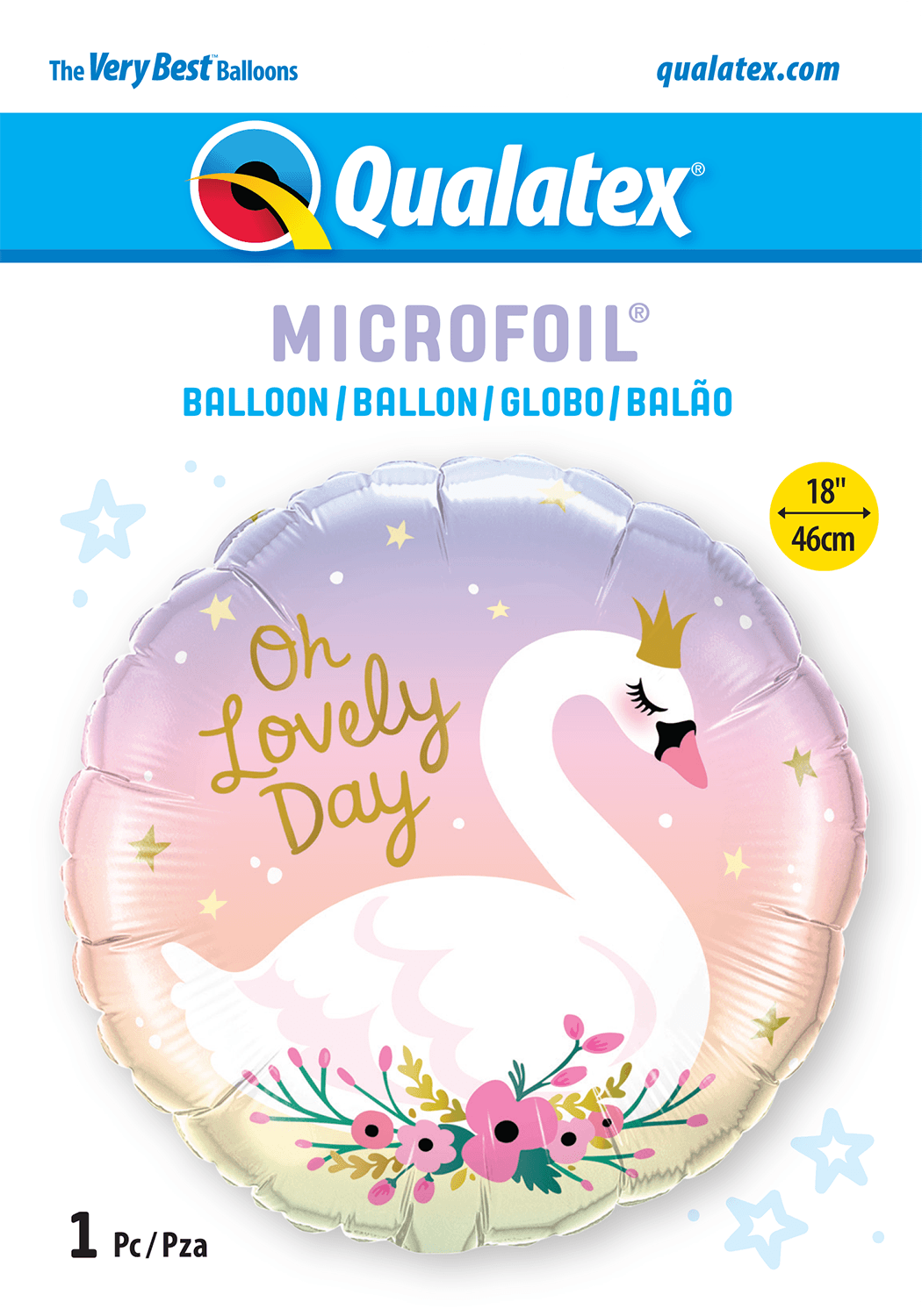 18 INCH FOIL RND OH LOVELY DAY SWAN 1 CTP
