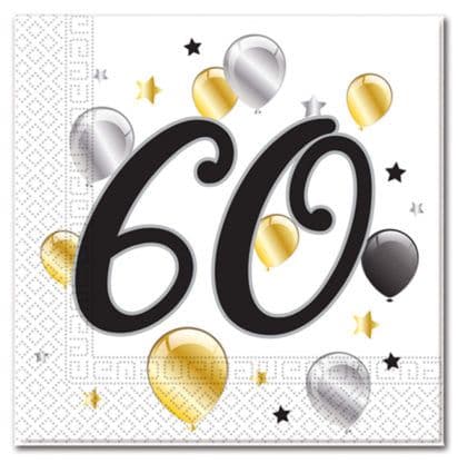 MILESTONE 60 BDAY BALLPON & STR TWO PLY NPK 20CT