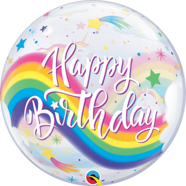 22 INCH SINGLE BUBBLE HAPPY BDAY UNICORN 1CTP