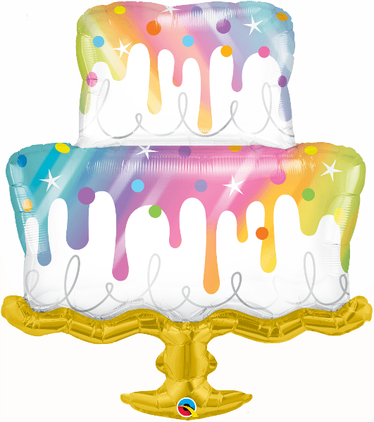39 INCH FOIL RAINBOW DRIP CAKE 1CTP