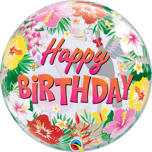 22 INCH SINGLE BUBBLE TROPICAL HAPPY BIRTHDAY 1CTP