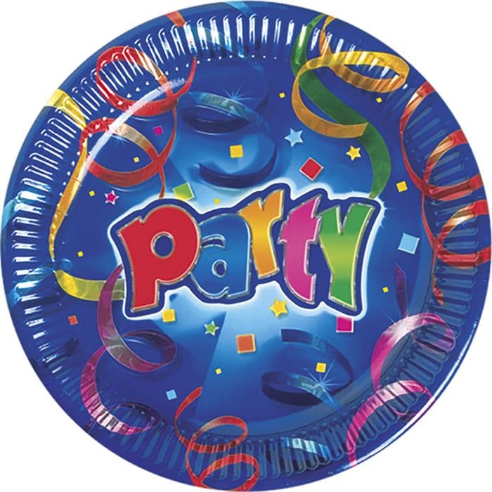 PARTY STREAMERS PLATES LARGE 23CM 8CT