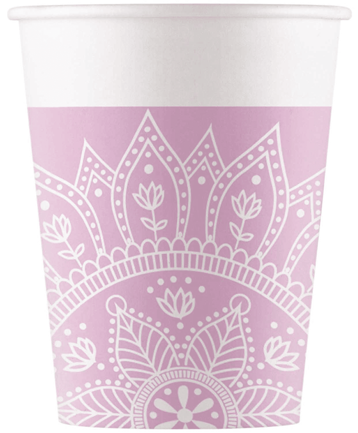 MANDALA PURPLE PAPER CUPS 200ML 8CT