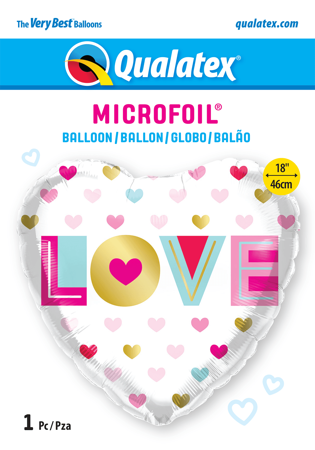 18 INCH FOIL LOVE METALLIC HEARTS 1CTP