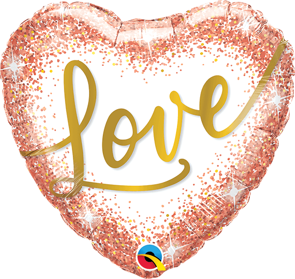 18 INCH FOIL LOVE ROSE GOLD GLITTER DOTS 1CTP