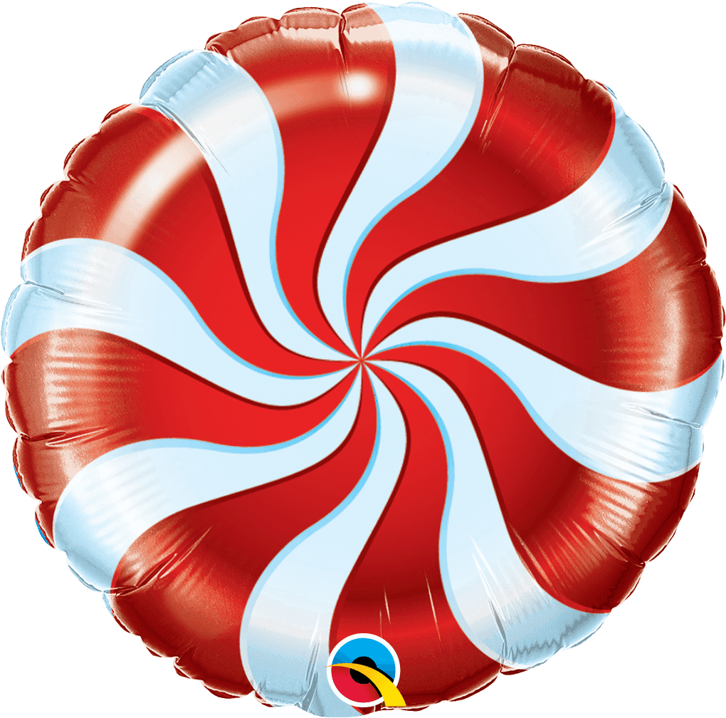 18 INCH FOIL RND CANDY SWIRL RED 1CTP
