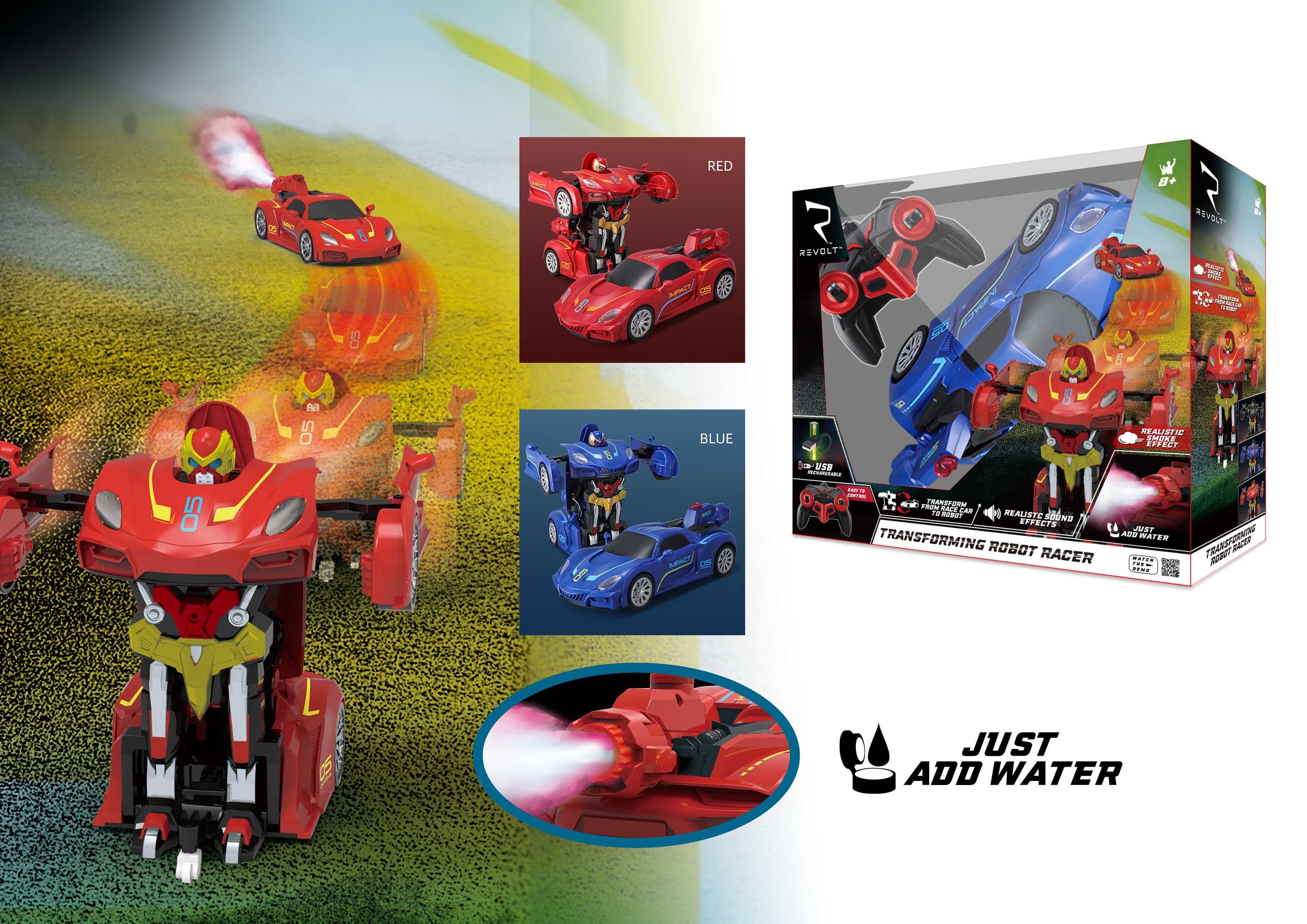 REVOLT TRANSFORMING ROBOT CAR RED RC