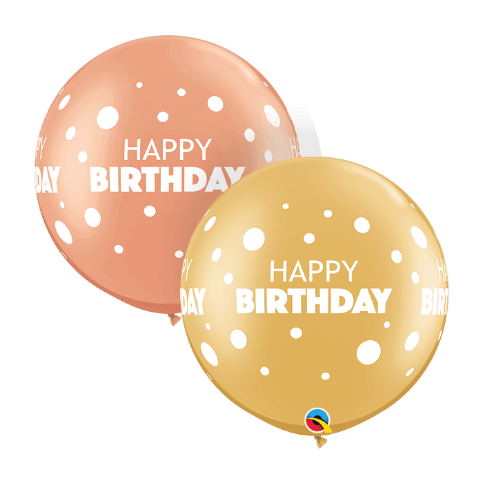3 FT LATEX BDAY BIG & LITTLE DOTS ASST 2CTP