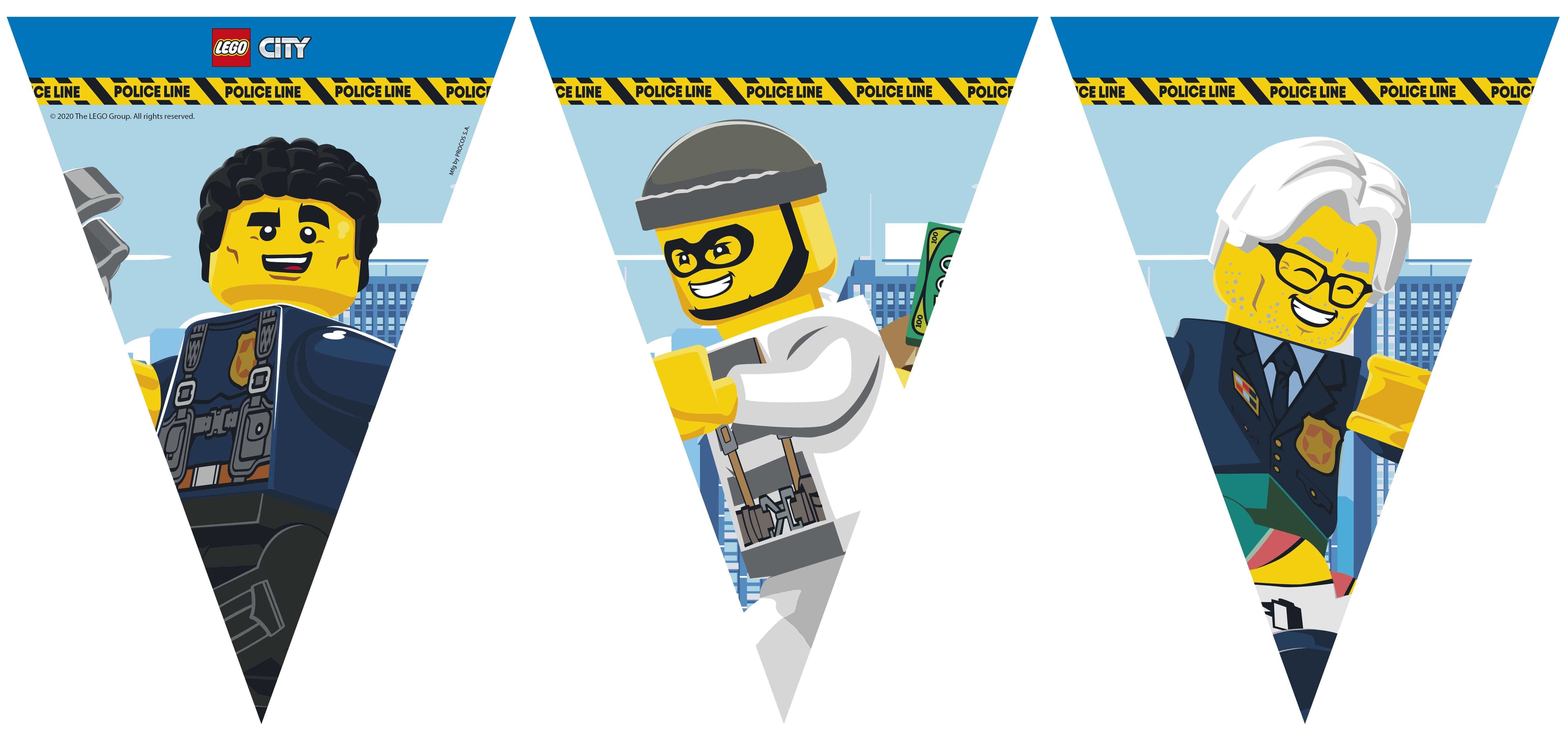 LEGO CITY TRIANGLE PAPER FLAG BANNER 1CT