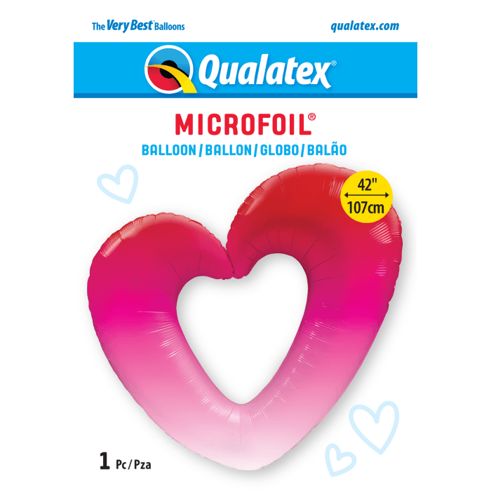 42 INCH FOIL PINK OMBRE HEART 1CTP