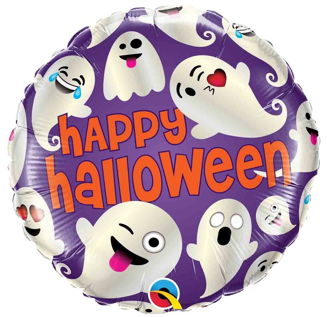18 INCH FOIL HALLOWEEN EMOTICON GHOSTS 1CTP