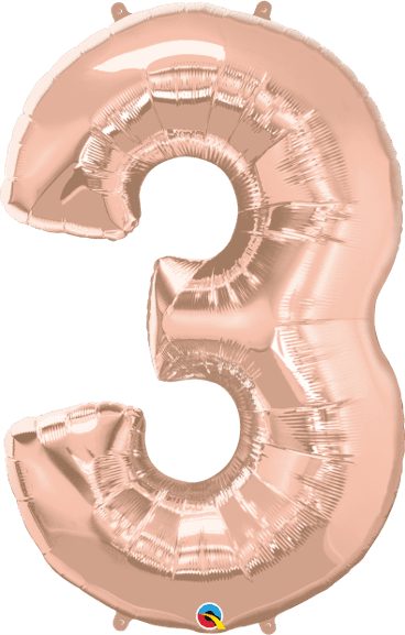 34 INCH FOIL NUMBER 3 ROSE GOLD 1CTP
