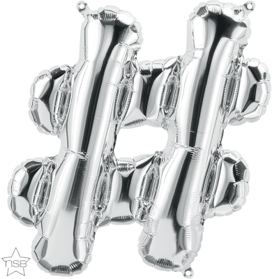 16 IN FOIL HASHTAG SILVER AIR FILLED 1CTP