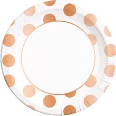 Classic Copper Dots Paper Plates Large 23cm 8ct