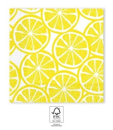 LEMON SLICES 3-PLY PAPER NAPKINS 33X33CM