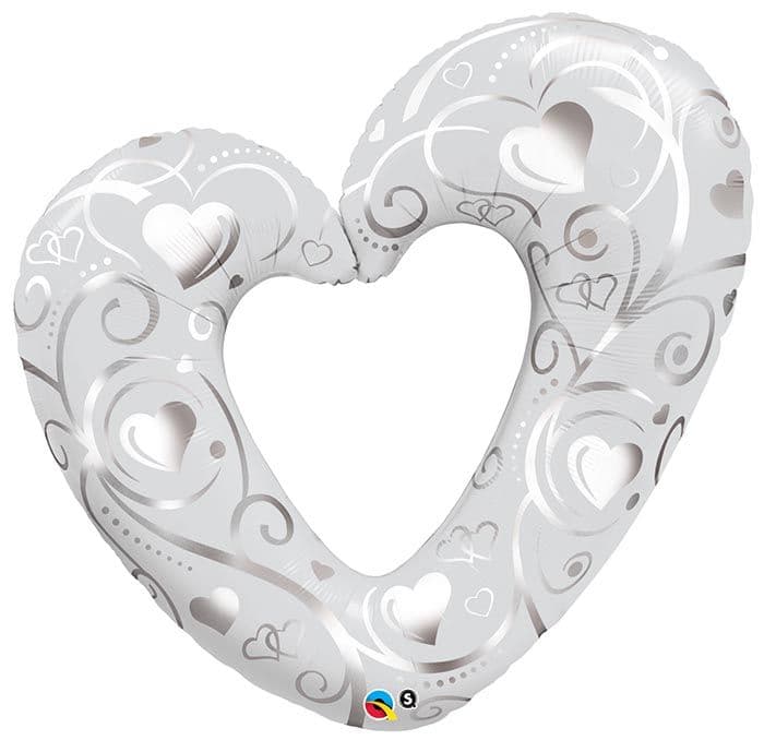 42 INCH FOIL SHAPE HEARTS&FILIGREE PEARL WHT 1CTP