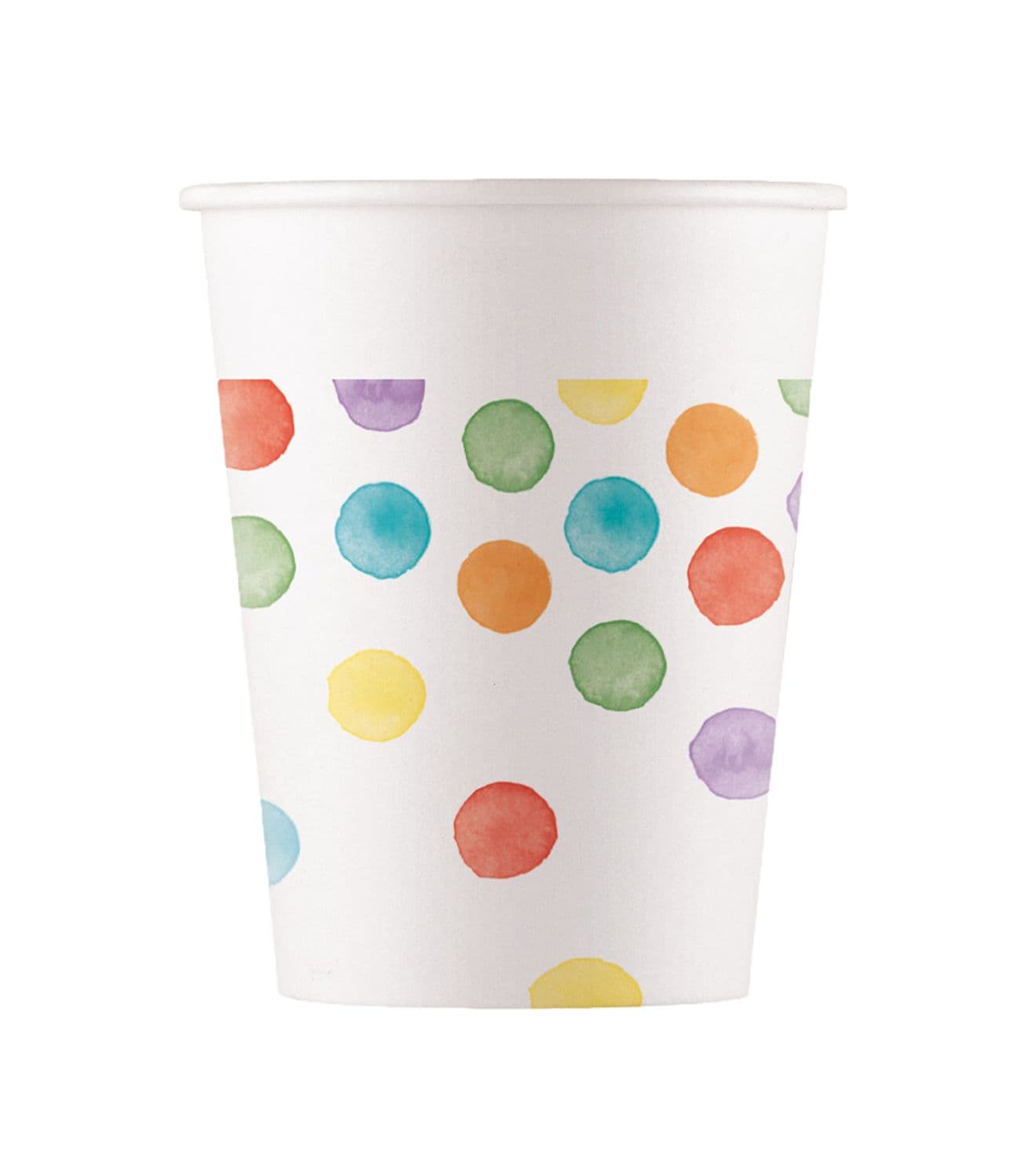 MULTIWATERCOLOR DOTS PAPER CUPS 200ML 8CT