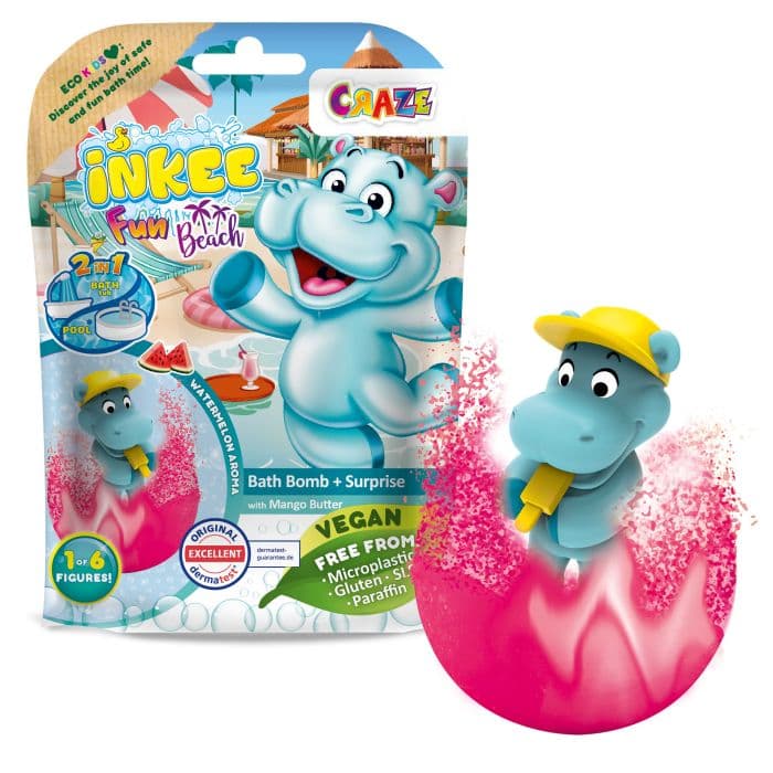 Inkee Surprise Bath Bomb Fun Beach Hippo
