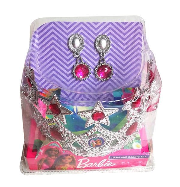 BARBIE TIARA WITH EARRING IN PVC BOX 1CT