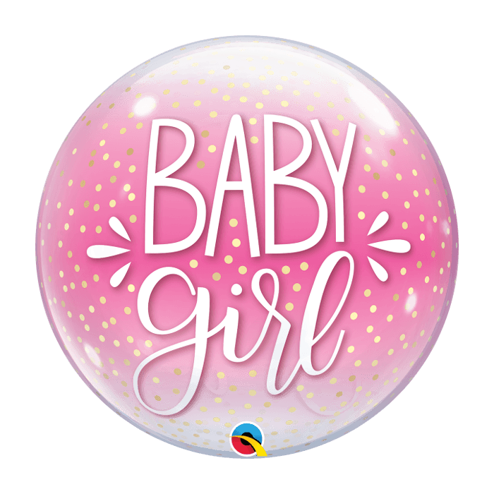 22 INCH SINGLE BUBBLE BABY GIRL PINK & CONFETTI