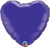 18 Inch Foil Heart Quartz Purple Plain