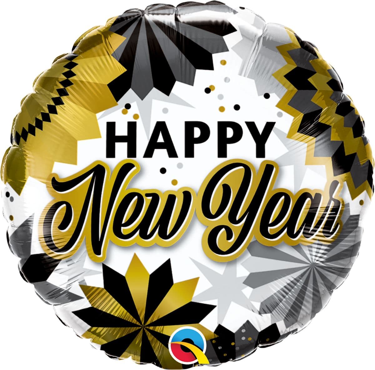 18 INCH FOIL NEW YEAR BLACK & GOLD FANS 1CTP