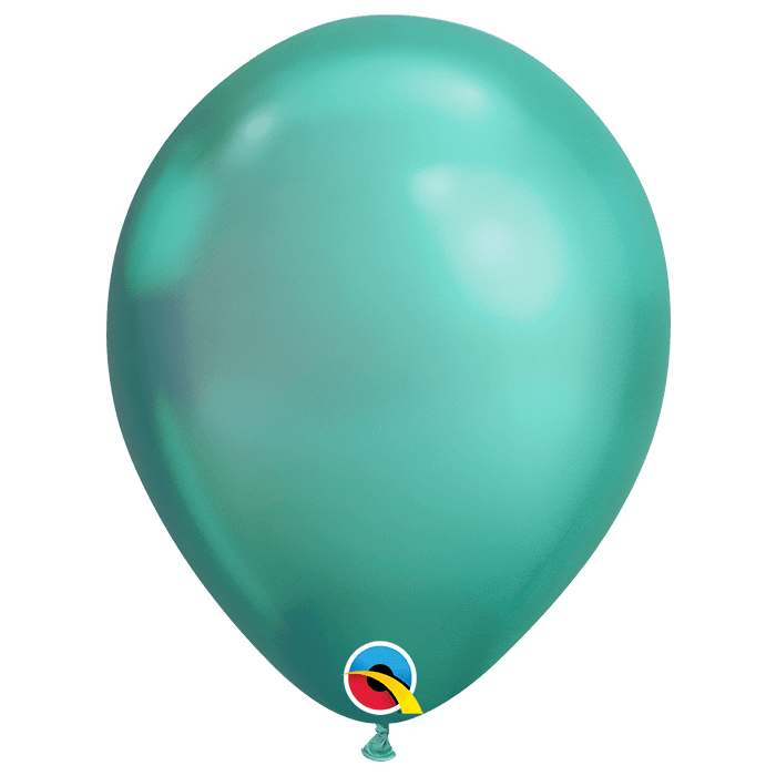 7 INCH LATEX RND CHROME GREEN AIR FILLED 100CT