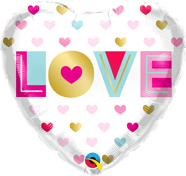 18 INCH FOIL LOVE METALLIC HEARTS 1CTP